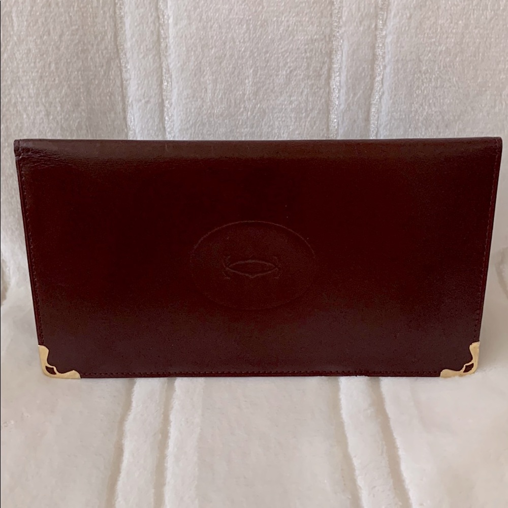 Cartier Bifold Wallet Burgundy & Gold Accents